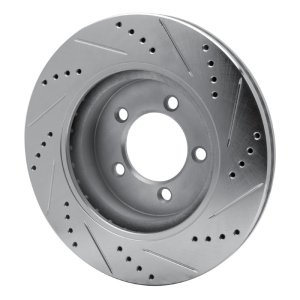 Ford Explorer Brake Rotor (1) - Front Left - R1 Concepts - Drilled & Slotted - Silver - `02-`05
